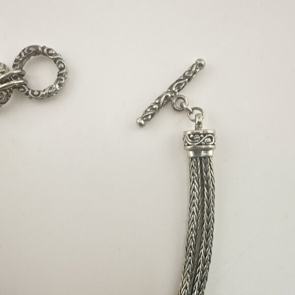 Sarda Sterling Silver Bracelet Granular Foxtail Wheat Pebbled Bali Toggle 925 - Picture 10 of 15